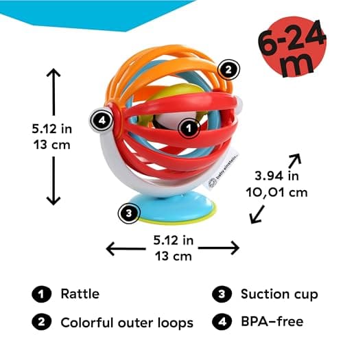 Baby Einstein, Sticky Spinner Booster & High Chair Activity Toy, Rattle, Sensory Play, Visual Stimulation, Spinning Wheel, Suction Cup Base, BPA-Free, Ages 3 Months+ — view 6