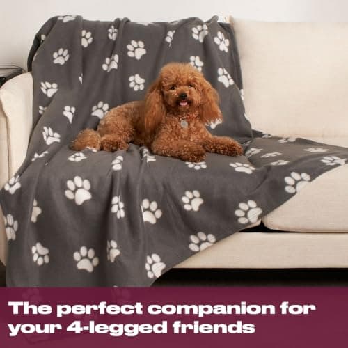 OHS Pet Blankets for Dogs, Fleece Dog Blankets Washable Fluffy Soft Comfy Warm Cats Pet Throw Fleece Blankets for Pets Sofa Cover Throw, Charcoal Grey 120cm x 150cm — view 6
