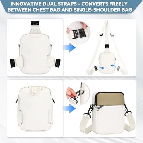 Eshow Cross Body Bag with Zipper Lock RFID Anti Theft Sling Bag Beige — view 4