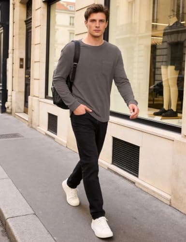 iClosam Mens Thermal T Shirts Long Sleeve Fleece Lined Crew Neck Pocket Tee — view 2
