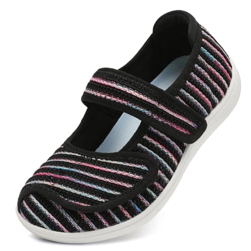 JOINFREE Womens Walking Shoes for Swollen Feet Wide Fit Color Black