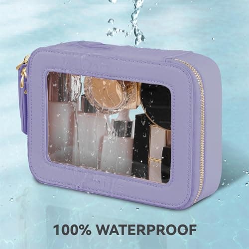 Prite Clear Makeup Bag Cosmetic Case Travel Toiletry Bag, Purple, Standard — view 4