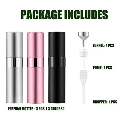 IRON BILL 8ML Mini Atomizer Perfume Travel (Matte Black&Silver&Pink) Refillable Bottle Portable Spray Bottle for Cologne and Perfume (3pcs) — view 6