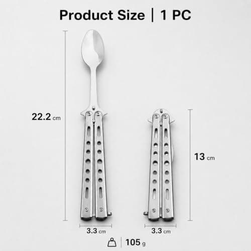 RLMVGBX Folding Camping Spoon Stainless Steel Portable Travel Cutlery — view 2