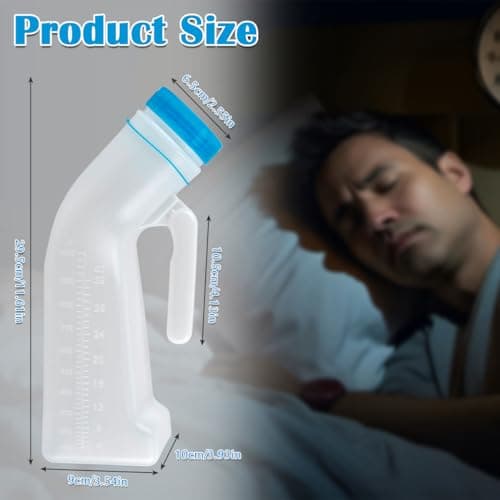 TMBMLPP 2 Pack 1000ml Urinals for Men, Male Urine Bottles Leakproof Glow in The Dark Lid, Portable Pee Bottle for Men, Measuring Scale, Male Urinal Bottle with Lid, for Car Hospital Travel Camping — view 2