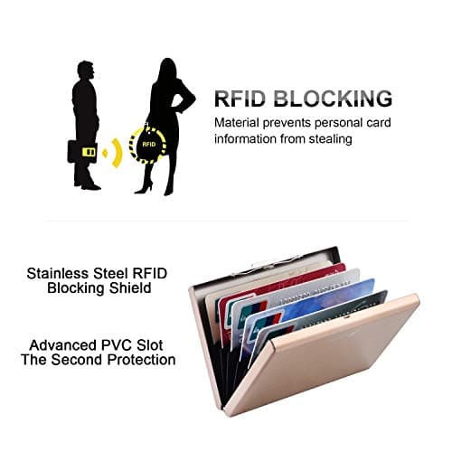 BONSYL® RFID Slim Metal Credit Card Holder Wallet for Ladies and Men,Credit Card Case with 6 Card Slots. (6 Slots-Rose Gold) — view 5