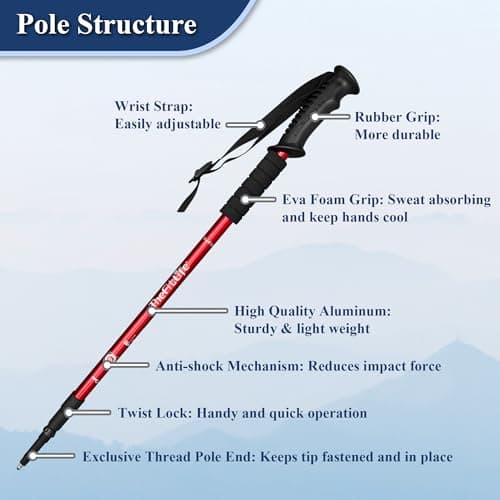 Telescopic Trekking Poles for Hiking, Anti-Shock Nordic Walking Sticks — view 2