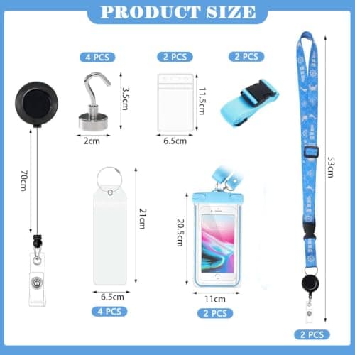 VANHVIS 16 Pcs Cruise Ship Essentials Must Haves for Cruise Travel - Retractable Lanyards for Ship Card, Waterproof Phone Bag, Magnetic Hook, Luggage Tags Holder & Luggage Straps — view 2