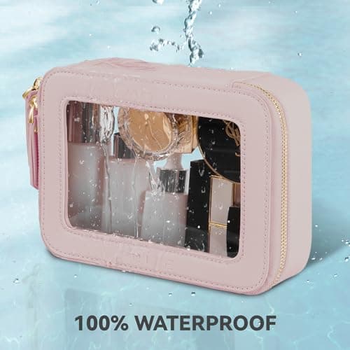 Prite Clear Makeup Bag Cosmetic Case Travel Toiletry Bag, Pink, Standard — view 4