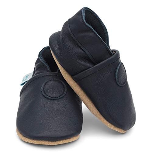 Dotty Fish Barefoot Soft Sole Leather Baby Shoes - Navy Blue 12-18 Months — view 5