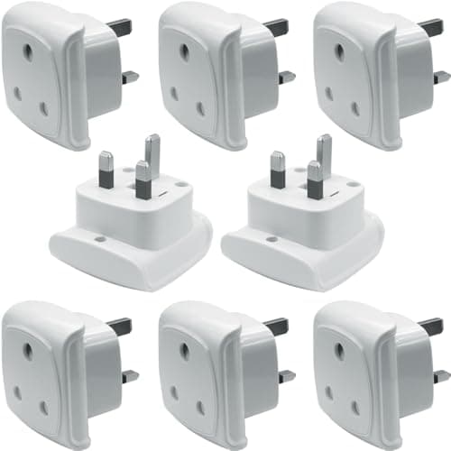 South Africa 3-pin Large Plug Type M (NOT Indian Type D plug) Adapter Convert to 3-pin UK Socket, Safety Protection Design, Flame Proof, 13A Fuse with Safety Shutter (8 Pieces White)