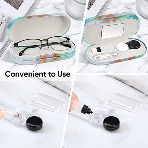 FINTIE 2 in 1 Glasses and Contact Lens Case, Emerald Marble — view 4