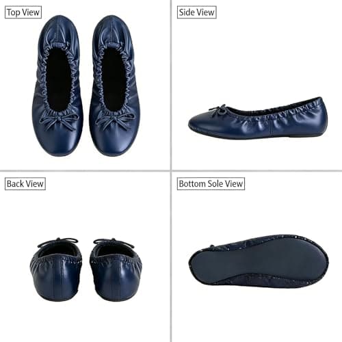 Women's Foldable Flats – Portable Ballet Slippers Shoes for Travel, Wedding – Fits in Purse (XXL, Navy Blue) — view 6