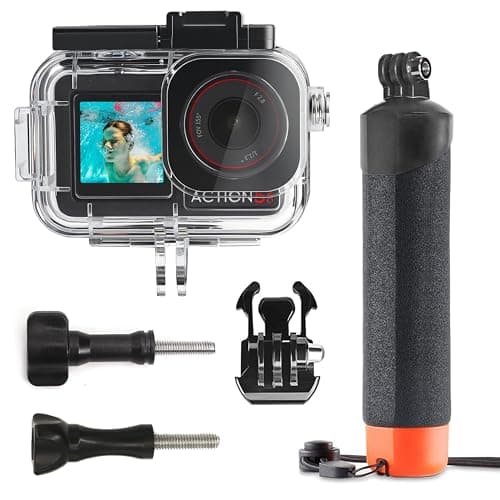 FitStill 60M/196FT Waterproof Housing for DJI OSMO Action 5 pro/4/3, Waterproof Housing + Buoyancy Handle for Underwater Shooting DJI Action 5pro/4/3 Protective Accessories