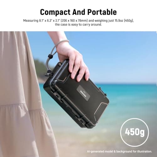 NEEWER Hard Case Compatible with DJI Osmo Action 5 Pro / 4/3 Camera, IP67 Waterproof Dustproof Shockproof Portable Travel Storage Case with Custom Foam Inserts & 12 Slots for Accessories, AC031 — view 5