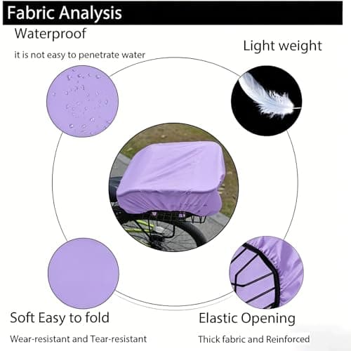 VAOLOAV Rain Cover for Bicycle Basket Bicycle Bag (35L Purple, 35L) — view 2