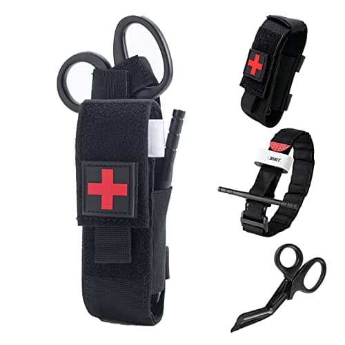 Tourniquet Set with Shears & MOLLE Pouch - One-Hand Hemorrhage Control