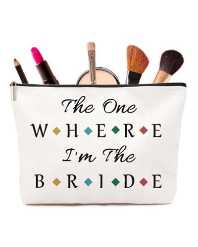Bride Bag, Brides to Be, Makeup Bag with Simple Carefully Designed Words and Lively Lovely Colour Blocks, Travel Toiletry Skinbag for Women Ladies Wedding