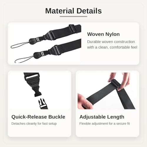 Black Adjustable Nylon Shoulder Strap Quick Release for Camera Binoculars — view 4
