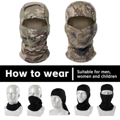 Wjelet 2Pcs Camouflage Balaclava,Lightweight Duick-Drying Camouflage Hood, Balaclava Ski Mask for Sports, Cycling, Hunting, Airsoft, and Outdoor Activities — view 6