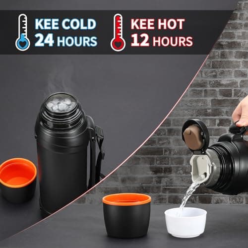 Olerd Large Flask - 2.5l Stainless Steel Insulated Bottle for Travel with BPA Free Cup - Oversized Vacuum Bottle — view 3