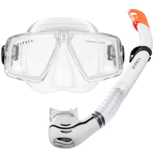 Osprey Adult Snorkel Set with Tempered Glass Mask & Silicone Snorkel