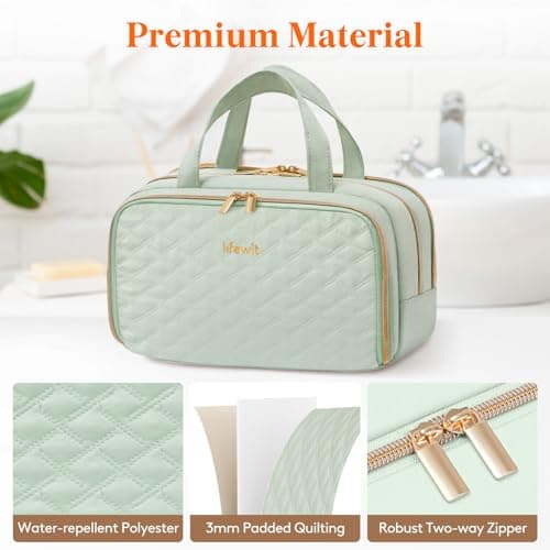 Lifewit Toiletry Bag for Women, Travel Wash Bag, Mint, Medium — view 6