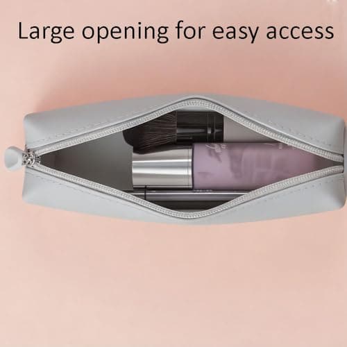 QEBSJSKL Makeup Brush Holder Silicone Travel Cosmetic Bag, Grey — view 6