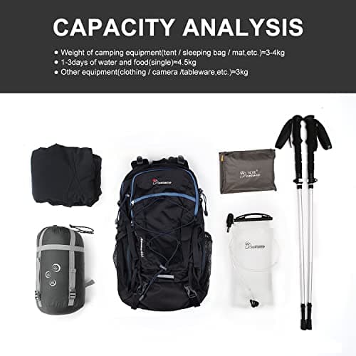 MOUNTAINTOP 40L Hiking Backpack Water Resistant Trekking Rucksack Unisex — view 4