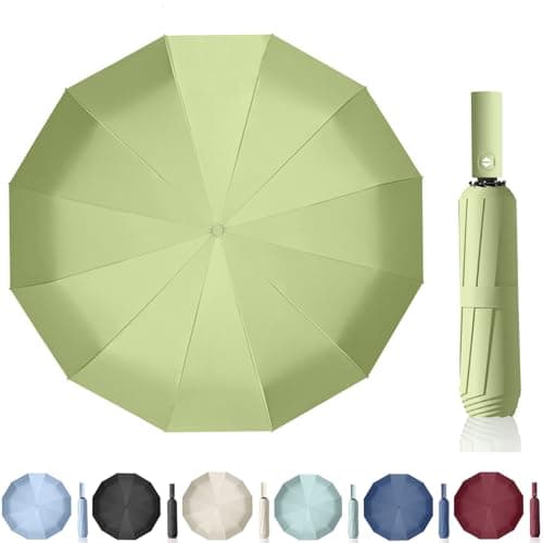 Maibar Umbrella Windproof Strong 24 Ribs Compact Umbrellas Sun UV Protection spf 50 Folding Travel Large Auto Open Close Umbrellas Umbrella (Matcha Green)