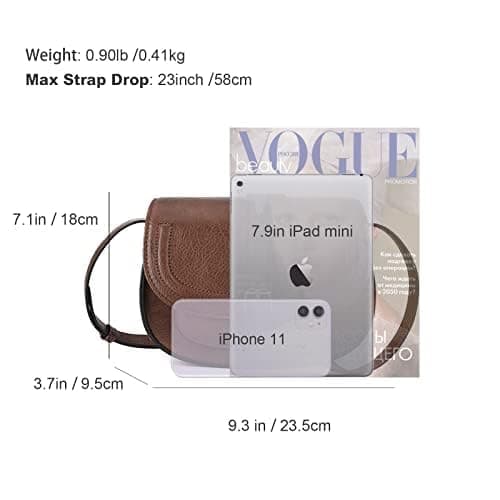 AFKOMST Women’s Crossbody Bag, Small Faux Leather Shoulder Bag for Women, Vintage Saddle Handbag with Adjustable Strap, Ladies Cross Body Bag for Everyday Use — view 6