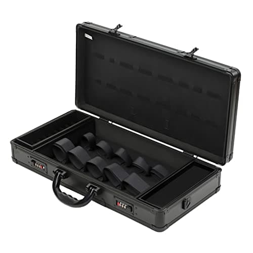 Barber Travel Organizer Tool Box Professional Beauty Salon Stylist Suitcase Portable Hairdressing Tool Case Hair Clipper Storage Display Box with Handle and Secure Numlock (Black, 55 * 27 * 10cm)