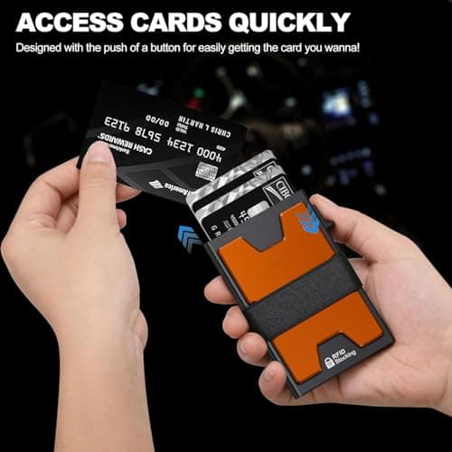 SEMORID Mens Wallet, Slim Wallet for Men, Pop Up Credit Card Holder RFID Blocking, Minimalist Metal Wallet with Cash Band, Aluminum Wallets — view 3
