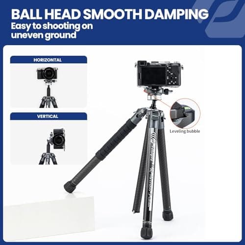 Fotopro 62" Camera Tripod, Ultralight 1.8lbs Carbon Fibre Tripod with 360° Ball Head, 22lbs Load, 1-Sec Quick Lock, Carry-On Travel Tripod for DSLR Mirrorless Cameras, X-Aircross 3 Lite — view 5