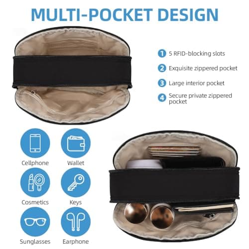 ABOHU Crossbody Bag for Women, Trave Crossbody Purse Puffy Quilted Shoulder Handbag with RFID Blocking Slots, Waterproof Nylon Anti Theft Messenger Bag for Travel Shopping Appointment Daily — view 6