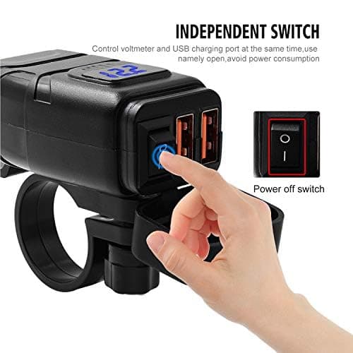 Beedove Motorcycle USB Charger, Type-C + USB Port, QC3.0 Quick Charge 12v USB Socket with Voltmeter Display and Switch, Waterproof Motorbike Phone Charger for Car/Boat/Camper/Van/Caravan — view 4