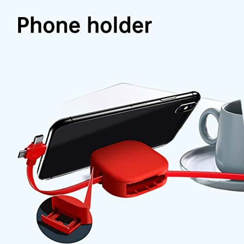 3 Pcs Retractable 3-in-1 USB Charging Cable, 3.28ft USB A to USB-C/Micro USB/Apple Device Interface, Fast Charging & Data Sync, Compatible with iPhone/Android/Tablet (Blue+Green+Red) — view 6