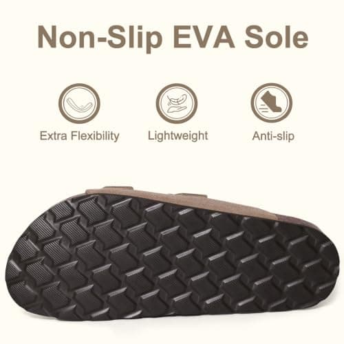 KIDMI Women Sandals Arch Support Cork Footbed Slide,Mocha 9-9.5 — view 6