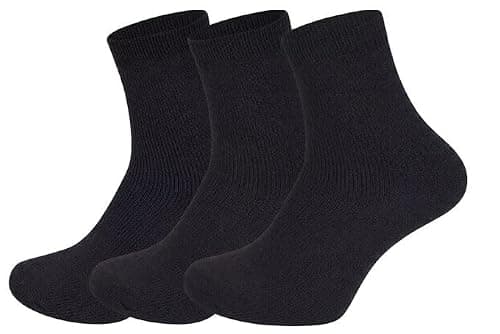ABUMOR® 3Pairs Winter Thermals Ladies Thermal Socks, Black, Size 4-7, Cold Weather Protection -25°C, 8 Pack (4-7 BLK 3P)
