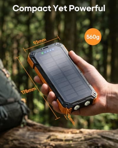 Solar Power Bank Fast Charging 20000mAh with 4 Built-in Cables 20W PD USB-C — view 6