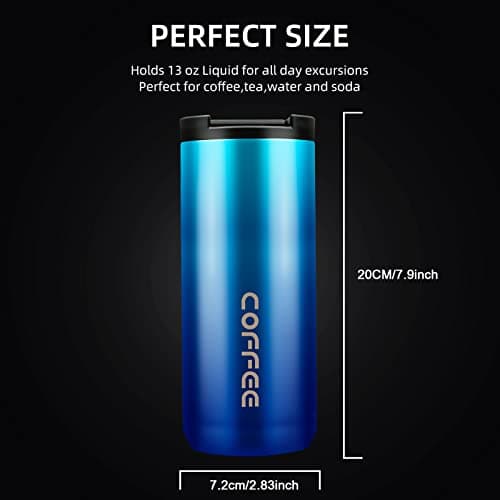 Travel Mug, Double Walled Coffee Cup 550ml Vacuum Insulation Stainless Steel with Leakproof Lid Eco-Friendly, for Hot and Cold Water Coffee and Tea — view 3