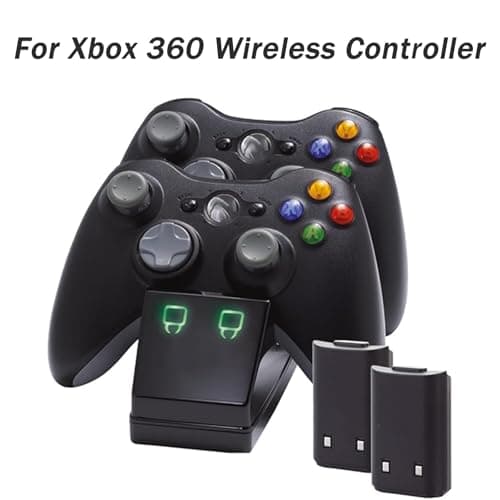 2 Pcs Battery Pack for Xbox 360 Controller for Xbox 360 Battery Pack,Black — view 3