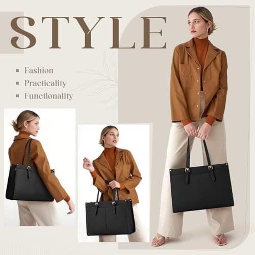 RAINSMORE Laptop Work Bags for Women with Insulated Lunch Compartment Large — view 3