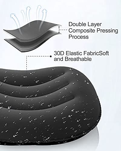 YUANYU Ultralight Camping Pillow, Compressible, Compact, Comfortable, Ergonomic Inflatable with Storage Bag, for Neck & Lumbar Support for Hiking, Camping, Traveling, Black Small Pillow, 44*28*11cm — view 2