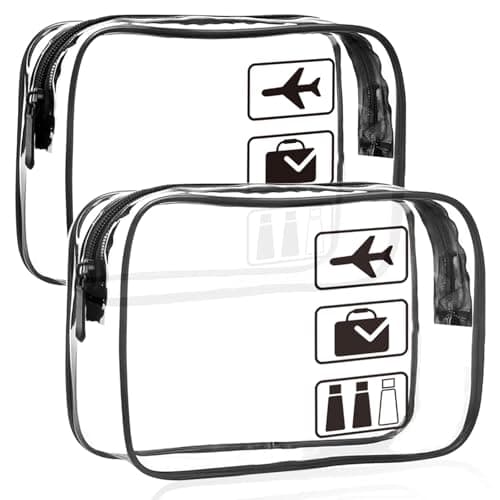 Parsuko 2 PCS Clear Travel Toiletries Bag, TSA Approved, Waterproof, Black