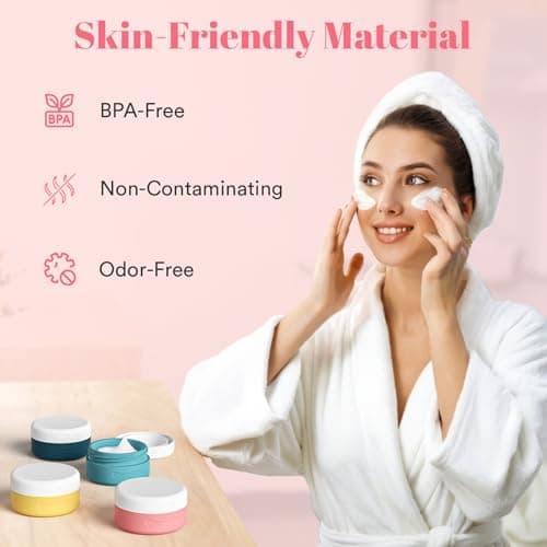 Euqvunn Travel Pots for Toiletries, Travel Containers TSA Approved Travel Tubs 40ml, Silicone Leak-proof Travel Cosmetic Containers with PP Lids for Cosmetic Face Body Hand Cream (4 Pack) — view 4