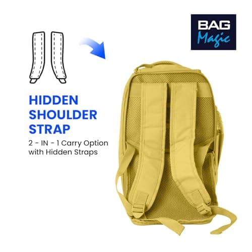 Bordlite Ryanair Cabin Approved Wheeled Backpack 40x25x20cm – 2 in 1 Lightweight Trolley Bag & Rucksack on Wheels (20L) Underseat Hand Luggage for Travel, Business, Weekend Trips - Mustard — view 5