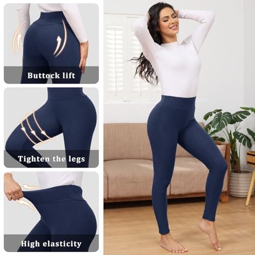 Thermal Leggings Women High-Waisted Fleece Lined for Winter — view 4
