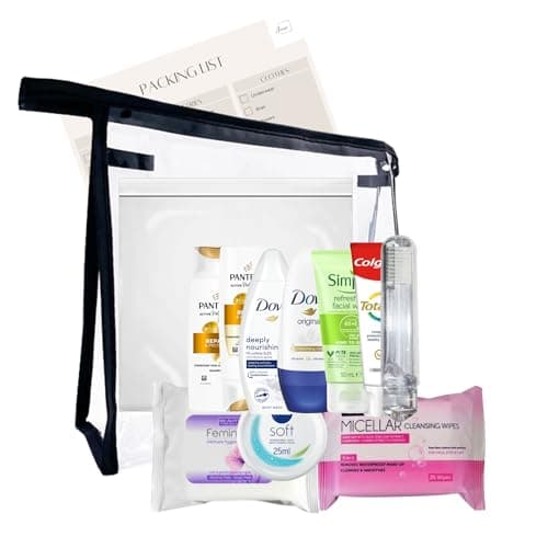 Travel Toiletries Set for Women –13-Piece Mini Toiletries, TSA Approved, Leak-Proof Travel Bag, Travel Toiletry for Holiday or Hospital Over Night Stay