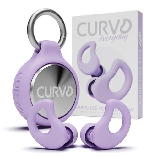 CURVD Everyday Earplugs + Case Clip Bundle, the perfect earplug for sleep, travel, noise sensitivity/canceling + Case Clip package portable waterproof container & silicone sleeve for Ear plugs(Purple)